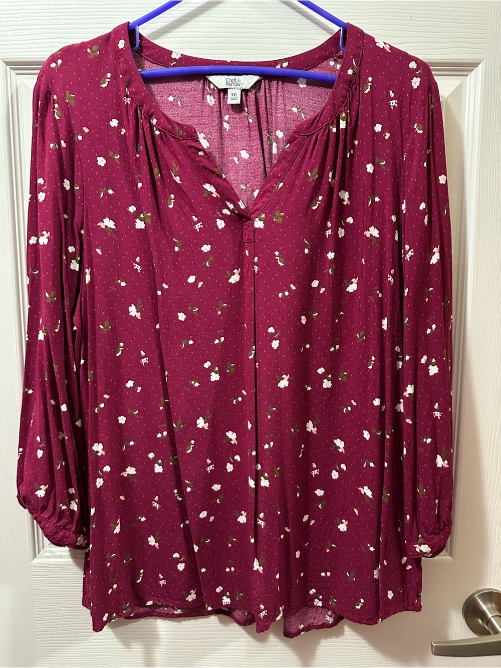 croft & barrow Plum Long-Sleeve Floral Tunic
